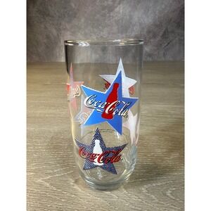 Vintage 1999 Coca-Cola Patriotic Stars Glass Tumbler Red White Blue Americana